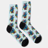 Dragon Blue Vlinder Bloemen Sokken (Rechts)