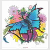 Dragon Blue Vlinder Bloemen Sticker (Vel)