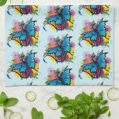 Dragon Blue Vlinder Bloemen Theedoek (Gevouwen)