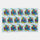 Dragon Blue Vlinder Bloemen Theedoek (Horizontaal)