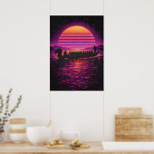 Dragon Boat Race, Retro Synthwave Modern Paddling Poster (Keuken)