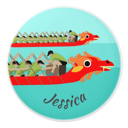 Dragon Boat Racing Keramische Knop (Voorkant)