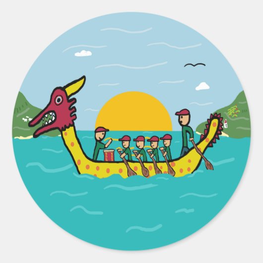 Dragon Boat Racing Ronde Sticker (Voorkant)