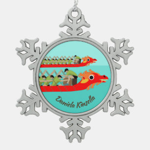 Dragon Boat Racing Tin Sneeuwvlok Ornament
