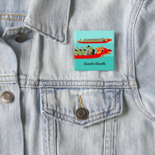 Dragon Boat Racing Vierkante Button 5,1 Cm (In situ)