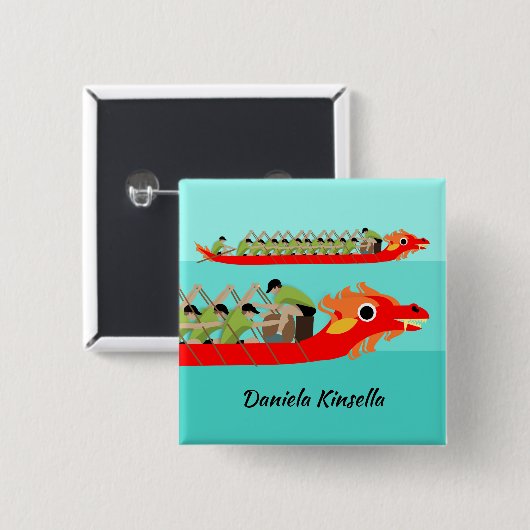 Dragon Boat Racing Vierkante Button 5,1 Cm (Voorkant /achterkant)