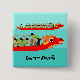 Dragon Boat Racing Vierkante Button 5,1 Cm