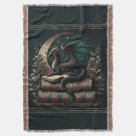 Dragon Book Blanket | Fantasy Reader Throw | Medie Deken