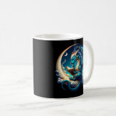 Dragon Bookworm, Moonlight Reading T-shirt Koffiemok (Voorkant rechts)