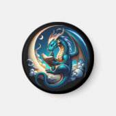 Dragon Bookworm, Moonlight Reading T-shirt Magneet (Voorkant)
