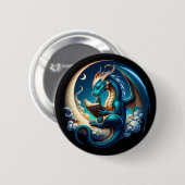 Dragon Bookworm, Moonlight Reading T-shirt Ronde Button 5,7 Cm (Voorkant /achterkant)