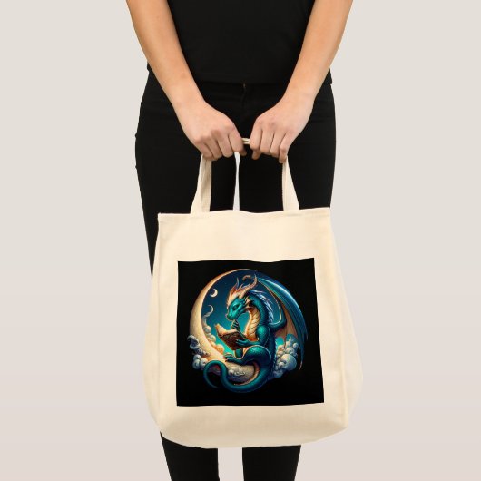 Dragon Bookworm, Moonlight Reading Tote Bag (Voorkant (product))