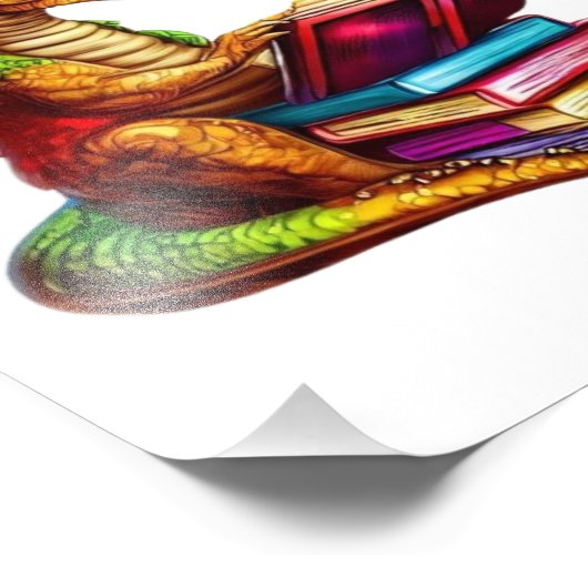 Dragon Bookworm - Schattig Fantasy Lezing Lover De Foto Afdruk (Hoek)