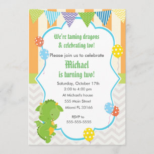 Dragon Boy Birthday Party Invitation ballon Kaart