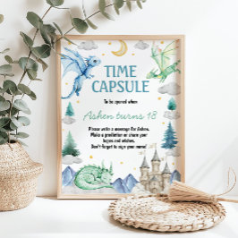 Dragon Boy Birthday Time Capsule Sign Poster