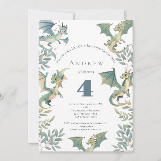 Dragon Boys 3e 4e 5e verjaardagsfeest uitnodiging (Voorkant)