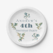 Dragon Boys 3e 4e 5e verjaardagsfeest uitnodiging Papieren Bordje (Voorkant)