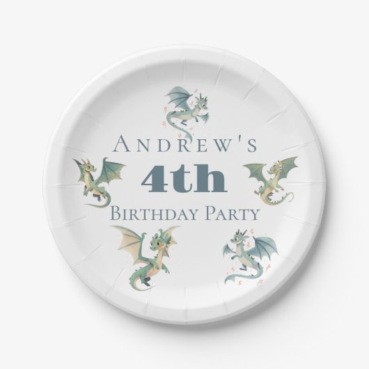 Dragon Boys 3e 4e 5e verjaardagsfeest uitnodiging Papieren Bordje (Voorkant)