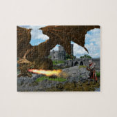 Dragon Breathing Fire Knight Battle Castle Legpuzzel (Horizontaal)