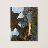 Dragon Breathing Fire Knight Battle Castle Legpuzzel (Verticaal)