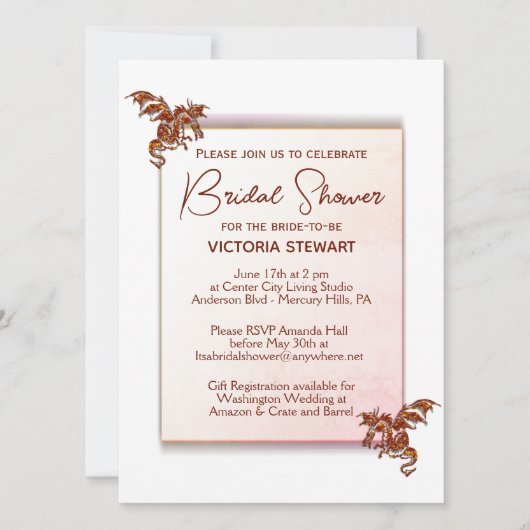 Dragon Bridal Shower-uitnodiging Kaart (Voorkant)