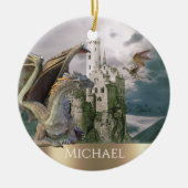 Dragon Bronze Castle Fantasy Personalized Keramisch Ornament (Voorkant)