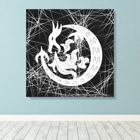 Dragon Bstromend vuur Canvas Afdruk (Insitu (Houten vloer))