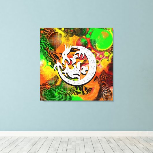 Dragon Bstromend vuur Canvas Afdruk (Insitu (Houten vloer))