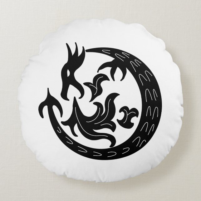 Dragon Bstromend vuur Rond Kussen (Voorkant)