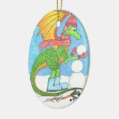 Dragon Building a Snowman Ornament (Links)