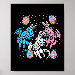 Dragon Bunnies Paaseieren Leuke Mannen Vrouwen Kin Poster