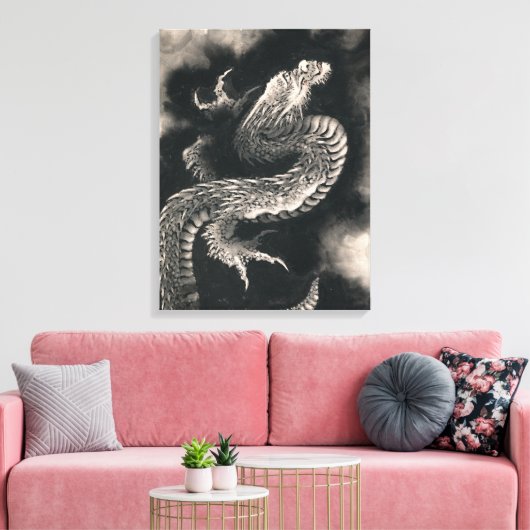 Dragon by Katsushika Hokusai Canvas Afdruk (Insitu (Woonkamer))