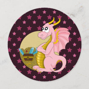 Dragon cartoon verjaardagsdruk nodigt uit kaart