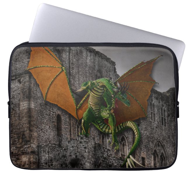 Dragon & Castle Fantasy Artwork Laptop Sleeve (Voorkant)