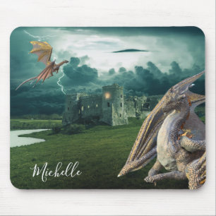 Dragon Castle Fantasy Personalized Muismat