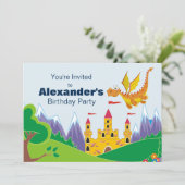 Dragon & Castle gepersonaliseerde verjaardagsuitno Kaart (Staand voorkant)