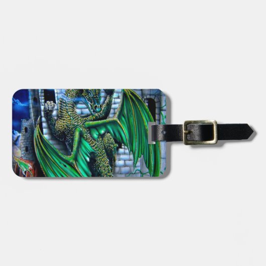 DRAGON CASTLE ORIGINAL fire dragons original art Bagagelabel (Voorkant horizontaal)