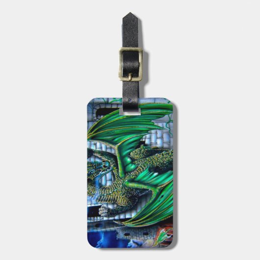 DRAGON CASTLE ORIGINAL fire dragons original art Bagagelabel (Voorkant verticaal)