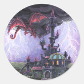 Dragon Castle Ronde Sticker (Voorkant)