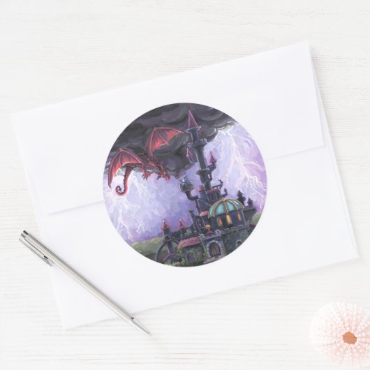 Dragon Castle Ronde Sticker (Envelop)