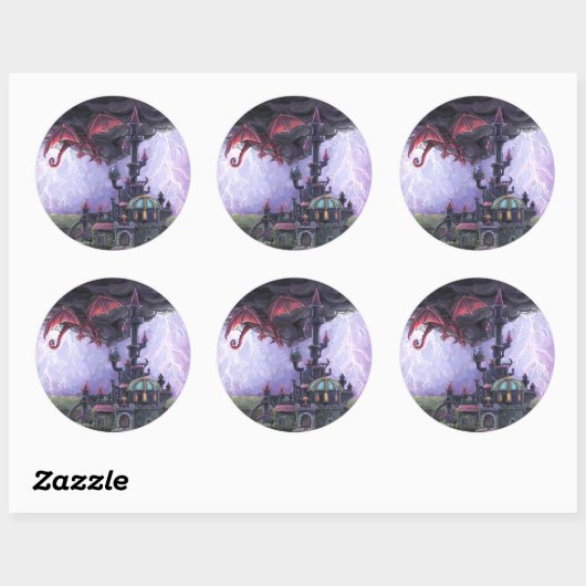 Dragon Castle Ronde Sticker (Vel)