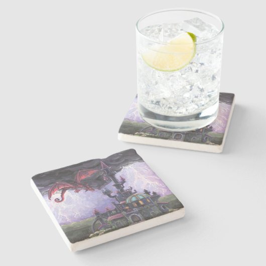 Dragon Castle Stenen Onderzetter (Zijkant)