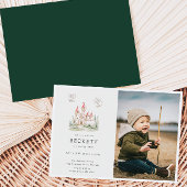 Dragon Castle Thema Verjaardagsfeestfoto Kaart