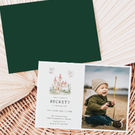 Dragon Castle Thema Verjaardagsfeestfoto Kaart