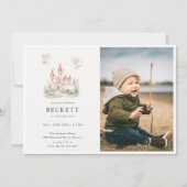 Dragon Castle Thema Verjaardagsfeestfoto Kaart (Voorkant)