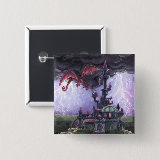 Dragon Castle Vierkante Button 5,1 Cm (Voorkant /achterkant)
