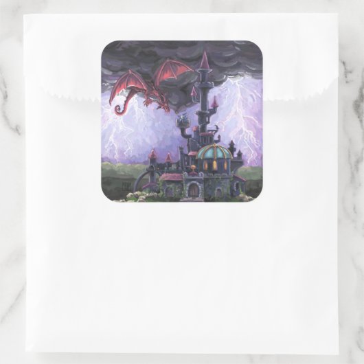Dragon Castle Vierkante Sticker (Tas)