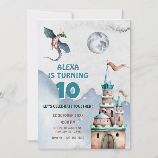 Dragon Castle waterverf jarig Kaart (Voorkant)