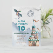 Dragon Castle waterverf jarig Kaart (Staand voorkant)