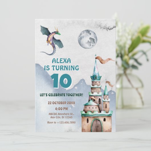 Dragon Castle waterverf jarig Kaart (Staand voorkant)